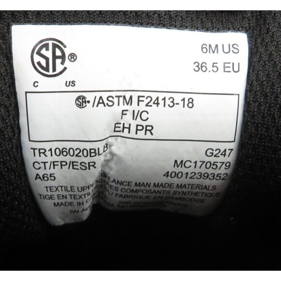 Terra Womens Black Blue Mesh Lace-Up Safety Shoes Slip-Resistant Soles 6 NEW - Picture 7 of 8